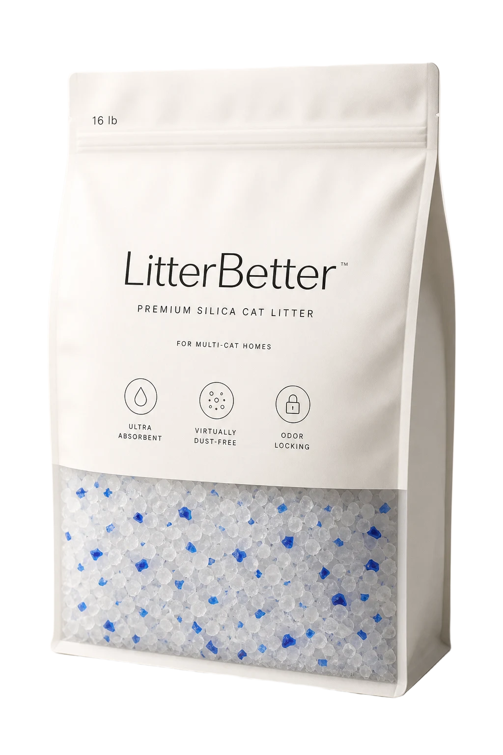 LitterBetter 16 lb bag of odor control silica cat litter for multi-cat homes