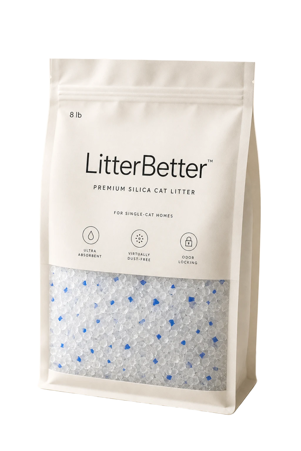 LitterBetter 8 lb bag of premium low dust, odor control silica cat litter